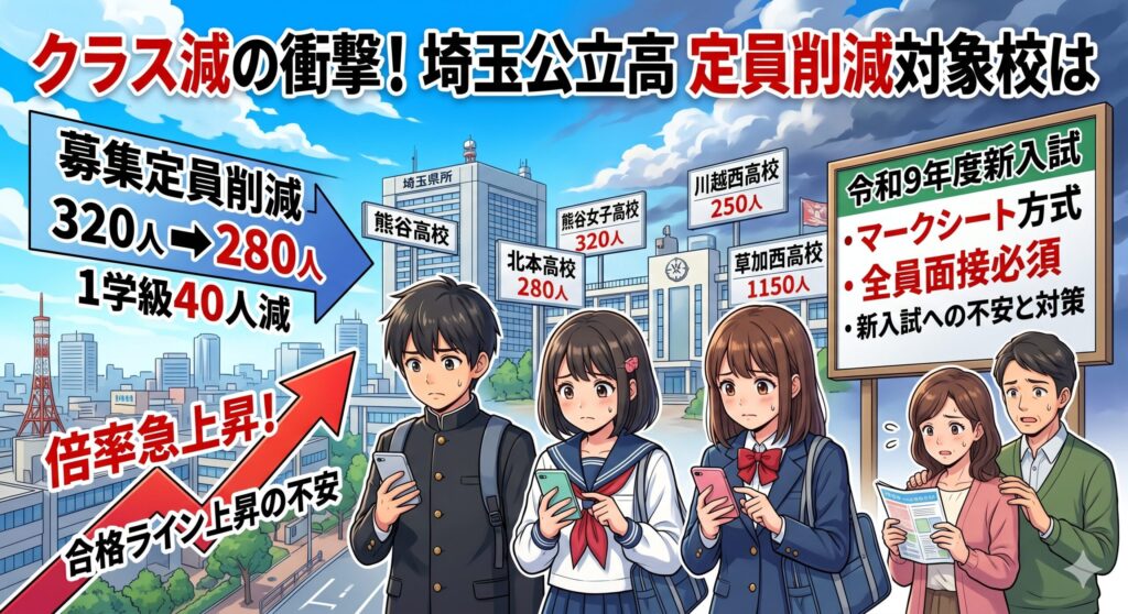 クラス減の衝撃｜埼玉公立高の定員削減対象校