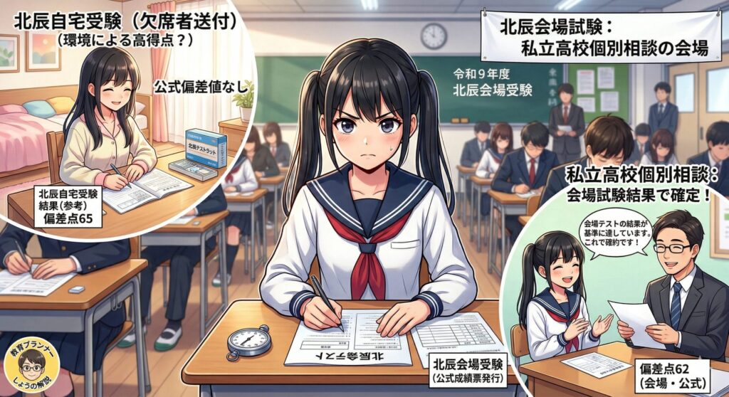 北辰自宅受験は偏差値が甘い？会場受験との差