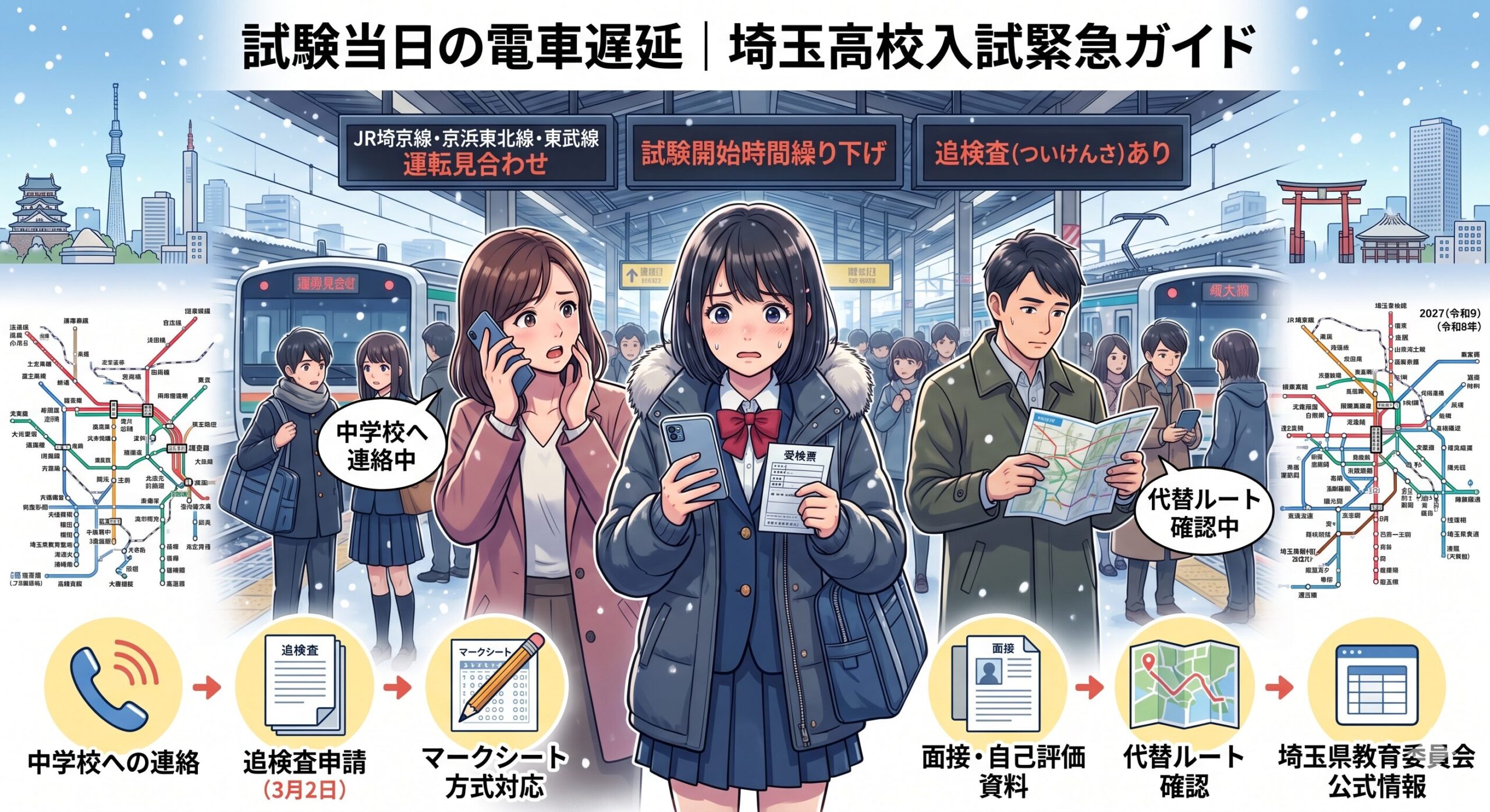 試験当日の電車遅延｜埼玉高校入試緊急ガイド